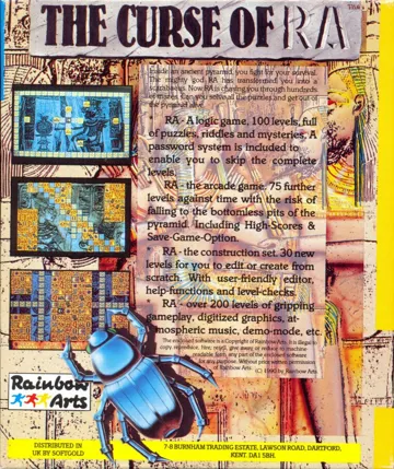 Curse of RA, The box cover back